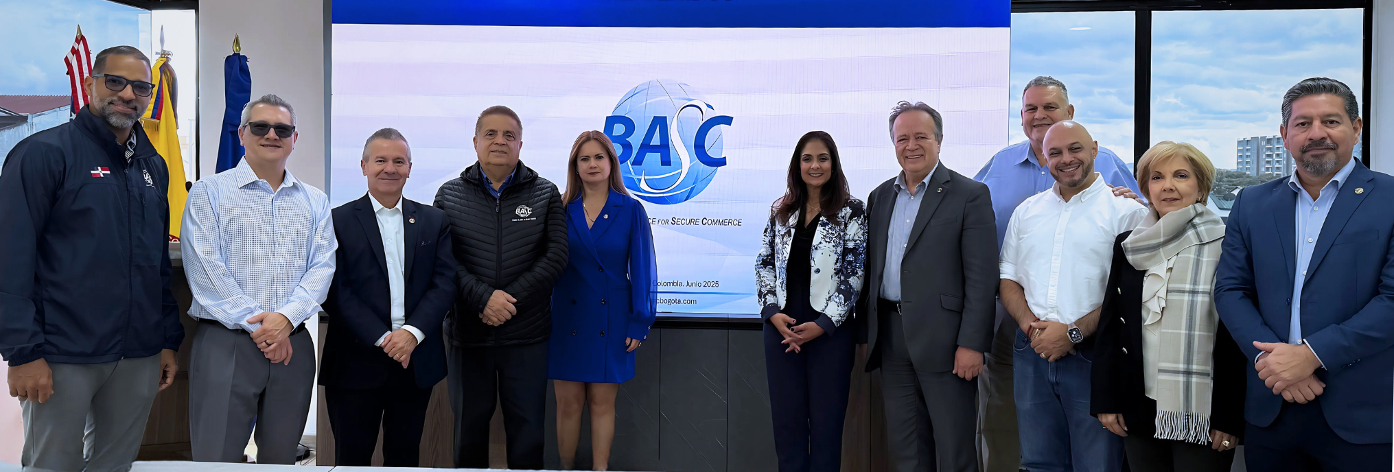 Members of the WBO Technical Committee alongside directors of the BASC Bogotá Chapter.